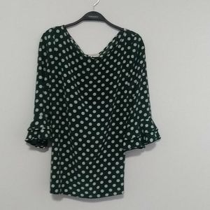 *SOLD*Kate Spade rich green blouse with white dots